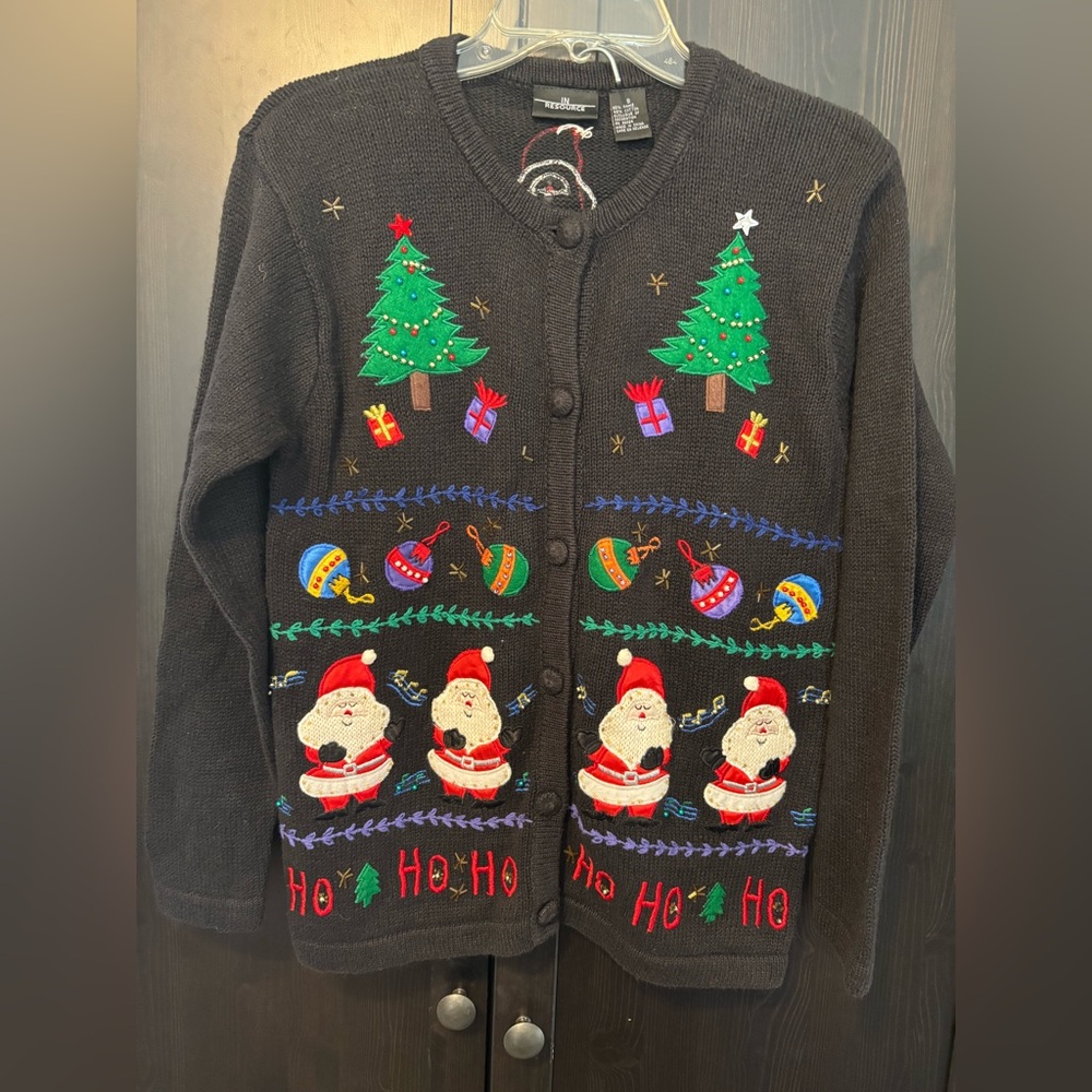 In resource embroidered Christmas sweater